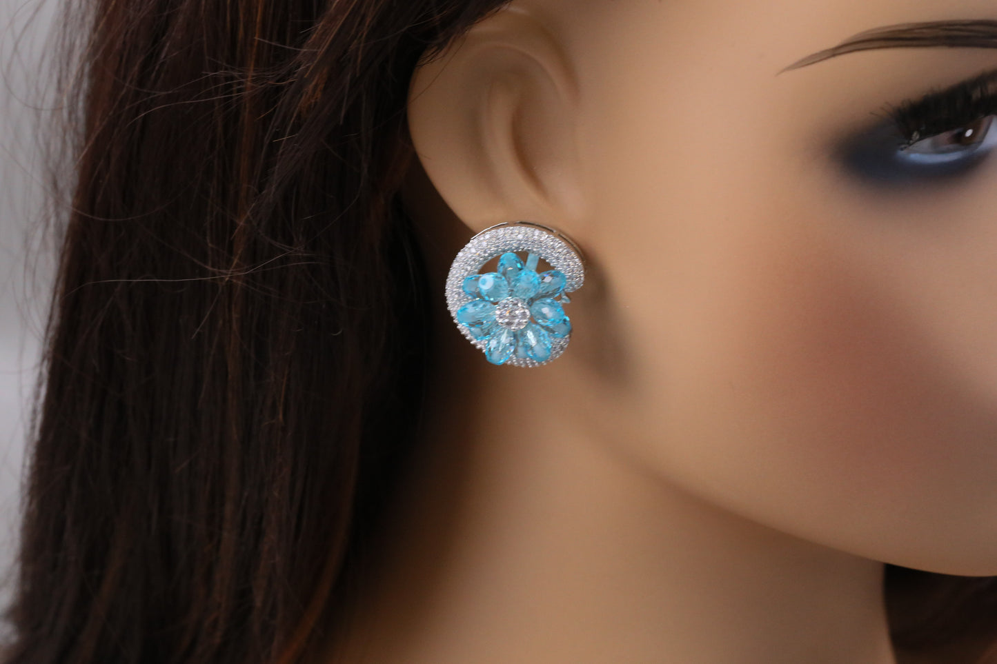 Premium CZ & Ice Blue Crystal Studs (102-20)