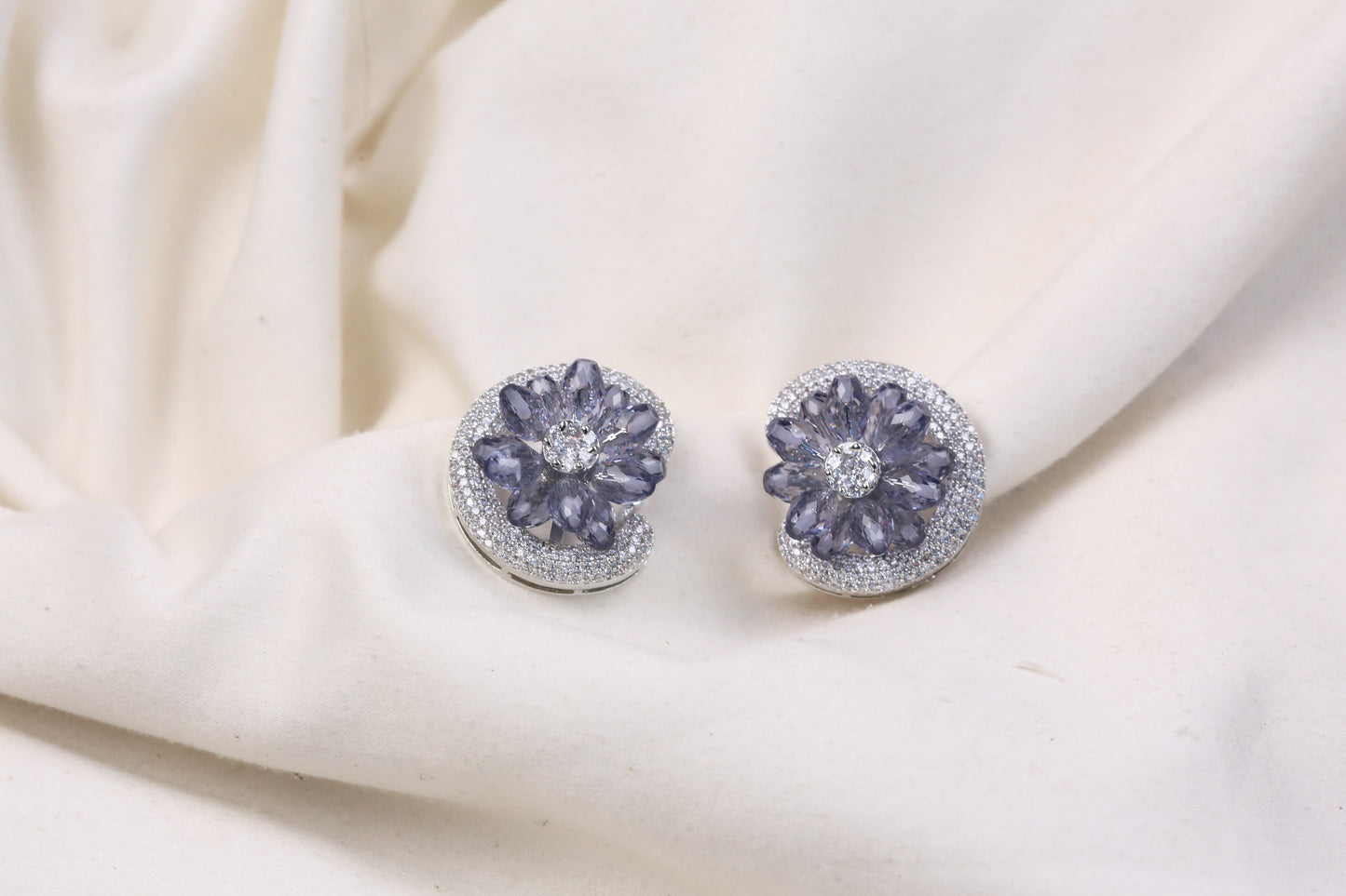 Premium CZ & Lavender Crystal Studs (102-21)