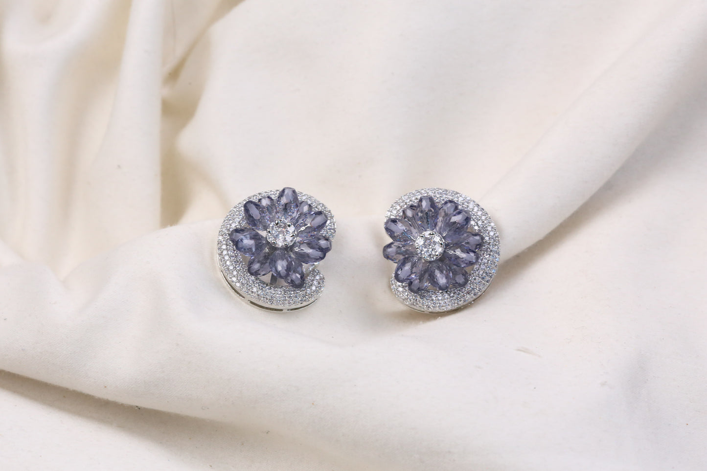 Premium CZ & Lavender Crystal Studs (102-21)