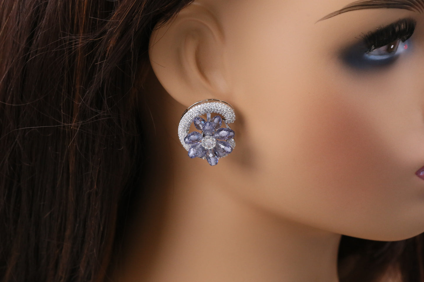 Premium CZ & Lavender Crystal Studs (102-21)