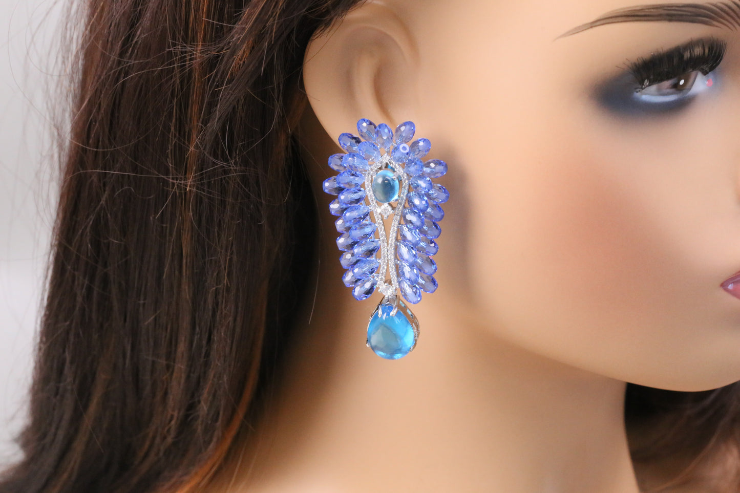 Shanaya Premium CZ & Crystal Studs (102-24) - Blue