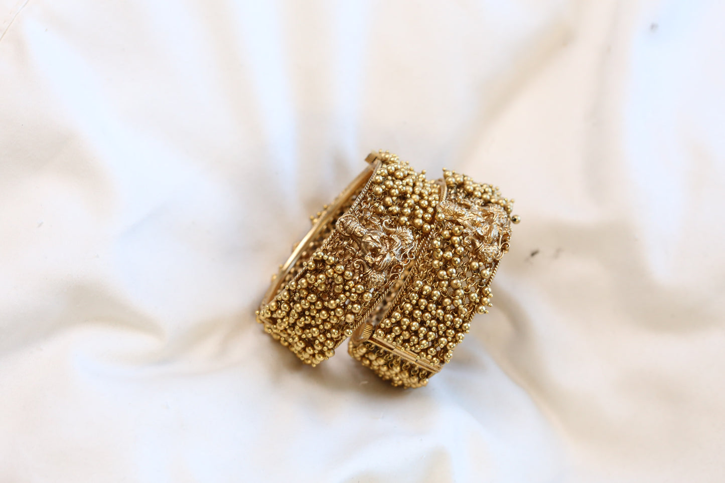 Antique Gold Lakshmi Bangle Set (Openable)