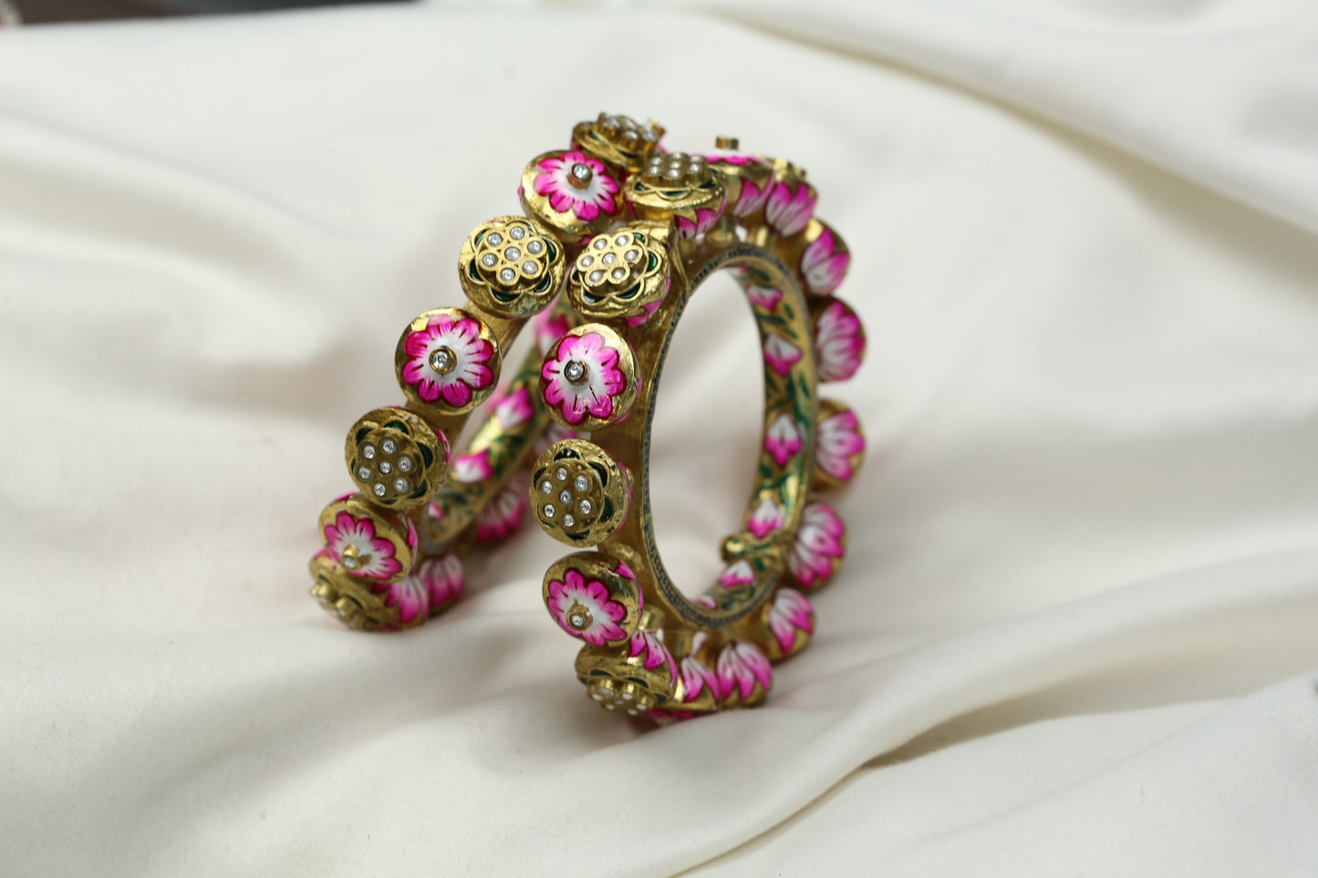 Gayatri Meenakari Kundan Pacheli Bangle (Openable)