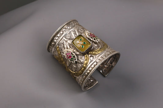 Matsya Dual Tone Jadau Fusion Bracelet (B101-20) - Yellow