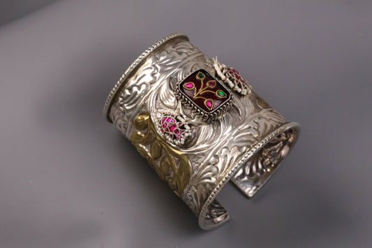 Matsya Dual Tone Jadau Fusion Bracelet (B101-23)