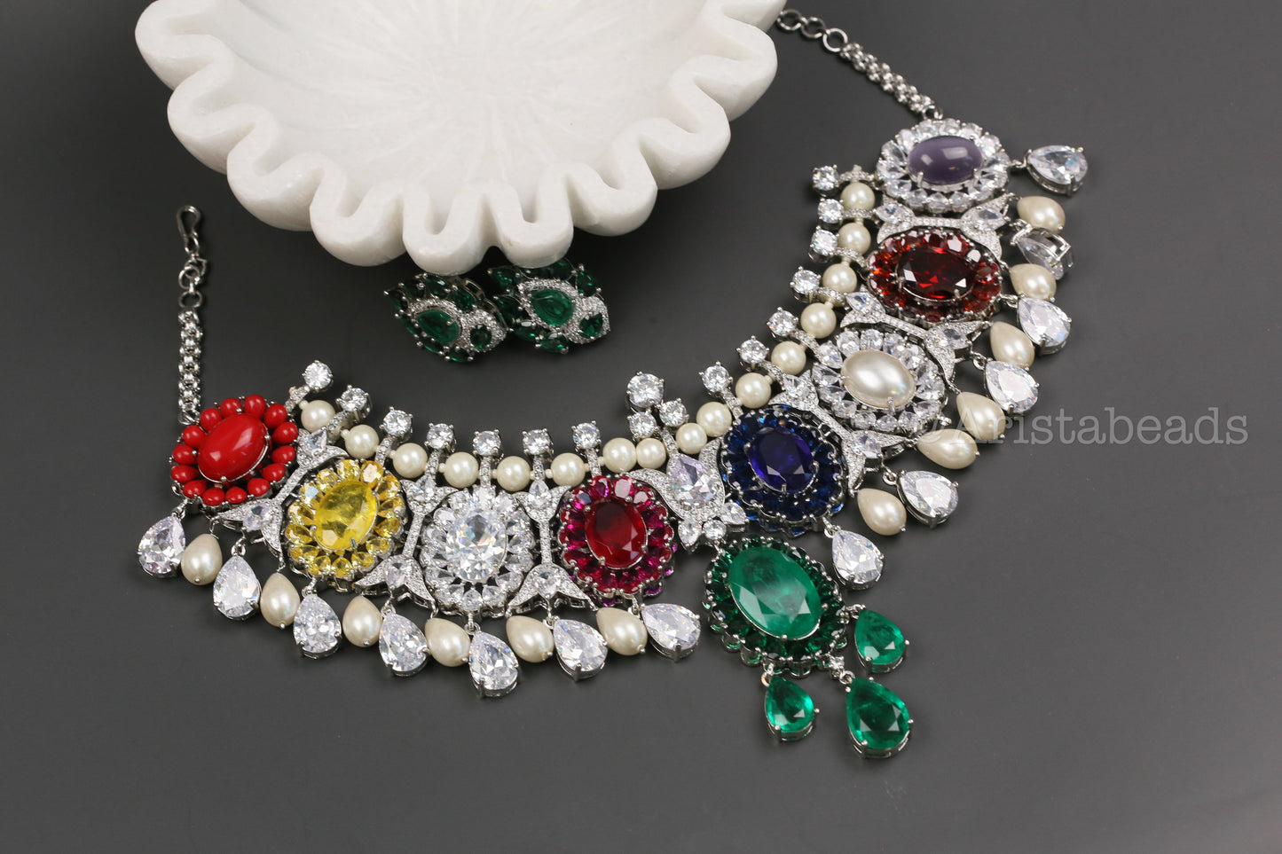 Isha Navratna Doublet Necklace Set (104-56)