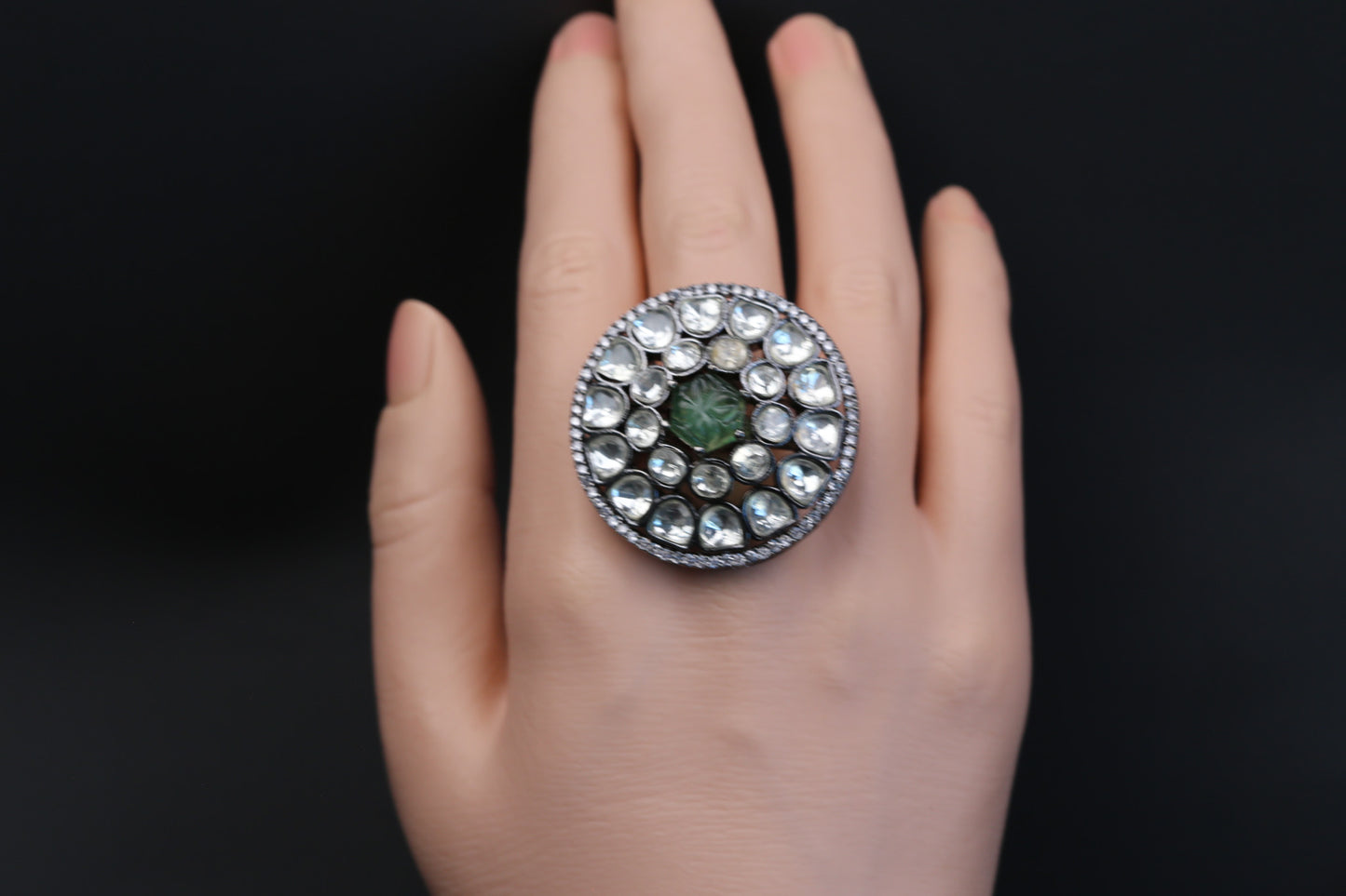 Premium Quality Uncut Victorian Polki Ring - Mint