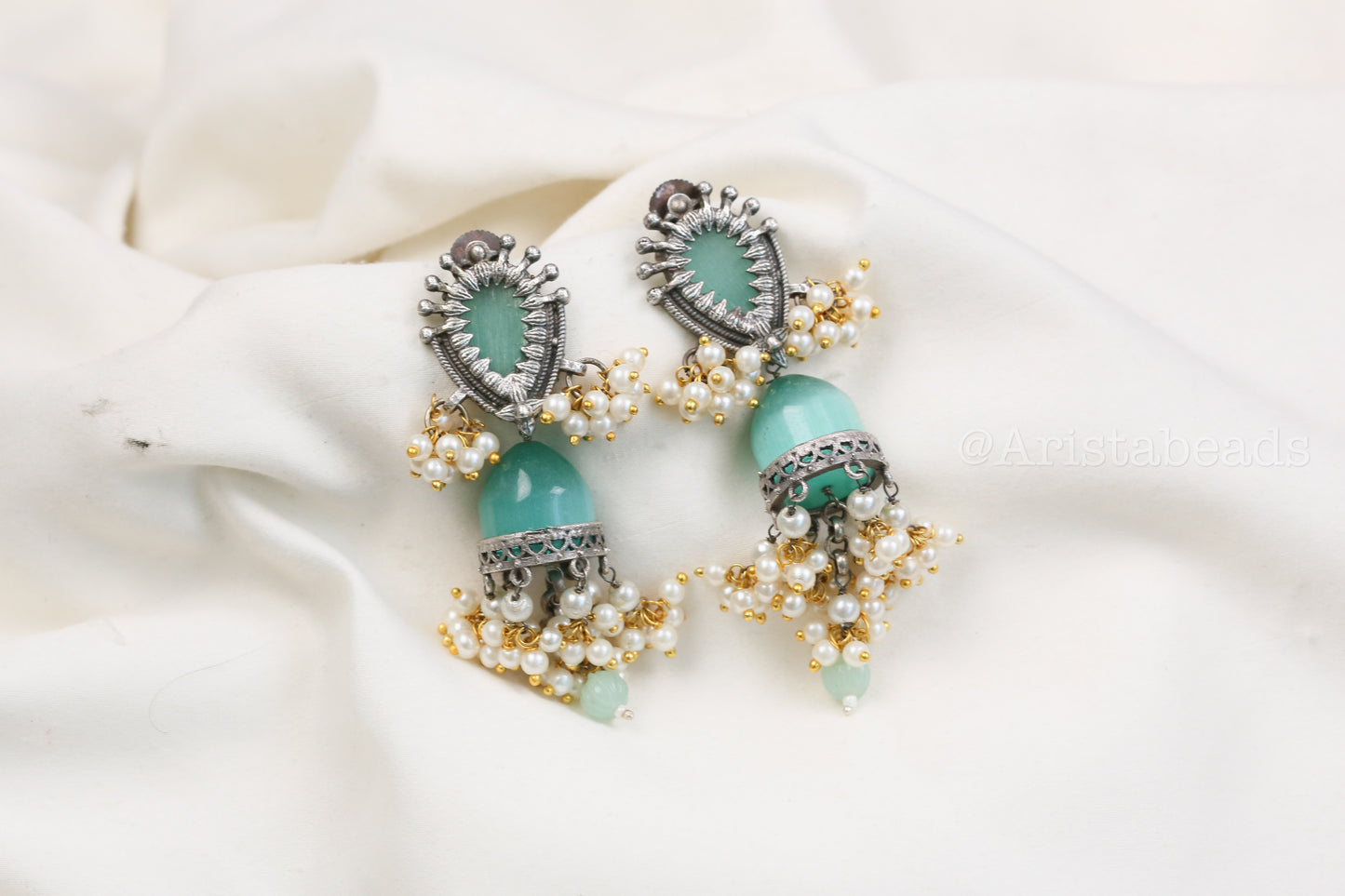 Trisha Stone Jhumka - Mint (ABJOC-42)