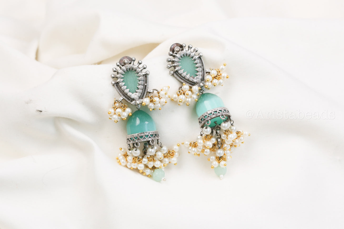 Trisha Stone Jhumka - Mint (ABJOC-42)