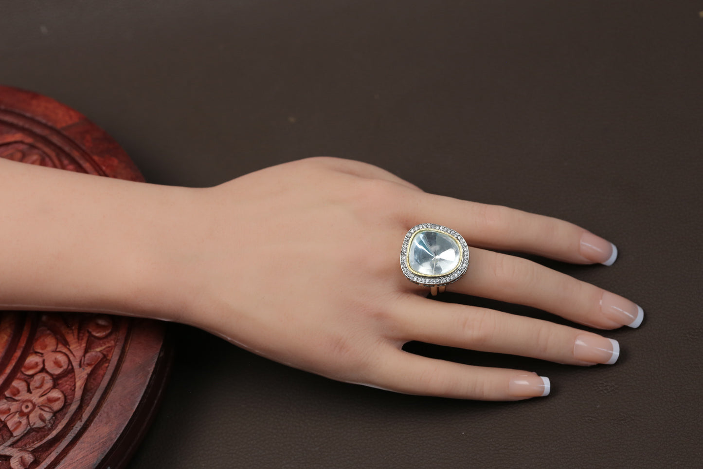 Kundan Clear Polki Ring