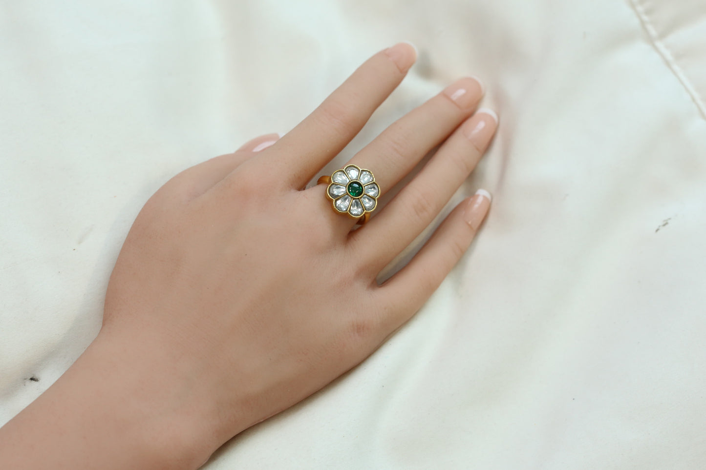 Sabha Clear Kundan Ring
