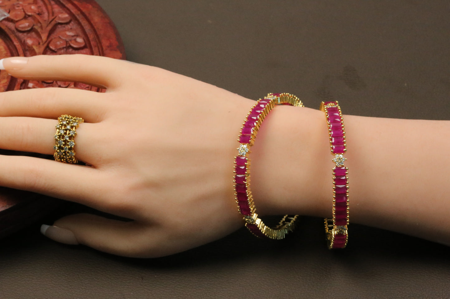 Jeena Ruby Clear Bangle Set - Style 1