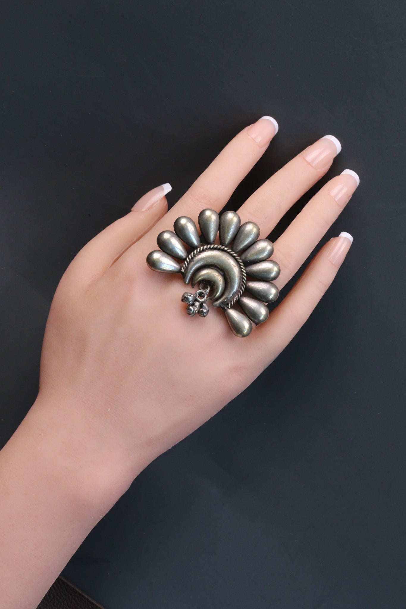 Surya Oxidized Round Adjustable Ring