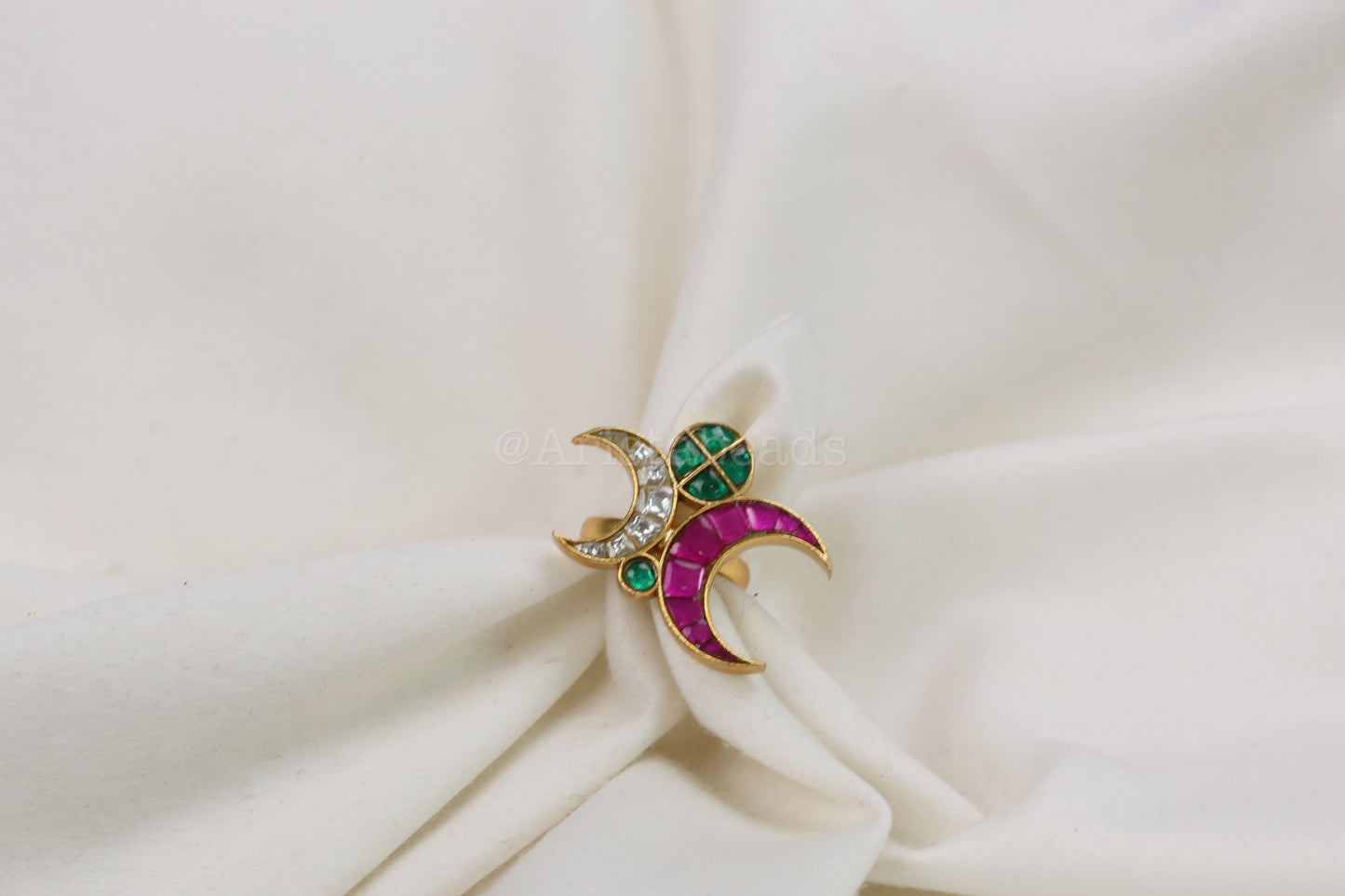 Fusion Takkar Kundan Work Rings (Adjustable)