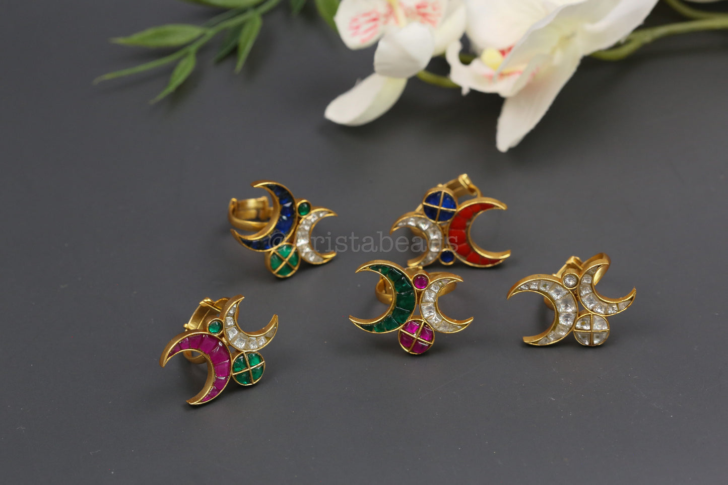 Fusion Takkar Kundan Work Rings (Adjustable)
