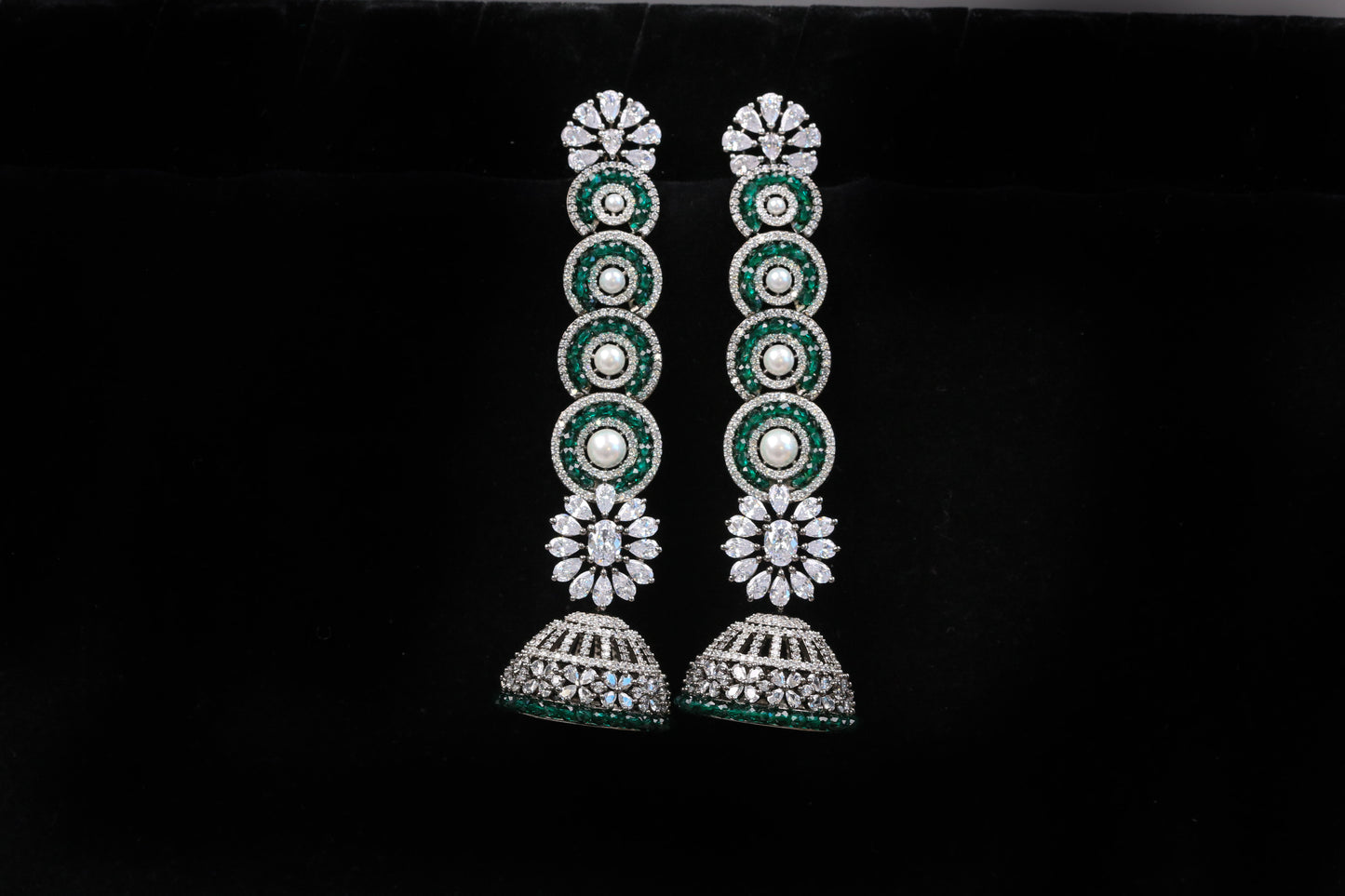 Diya Victorian CZ Jhumka - Green