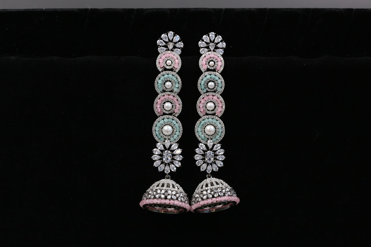 Diya Victorian CZ Jhumka -Pastel