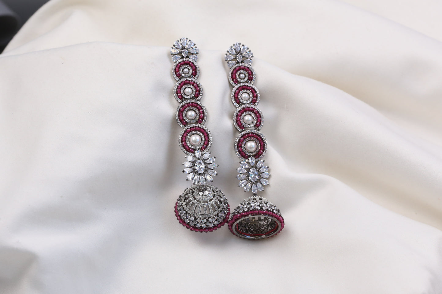 Diya Victorian CZ Jhumka - Red