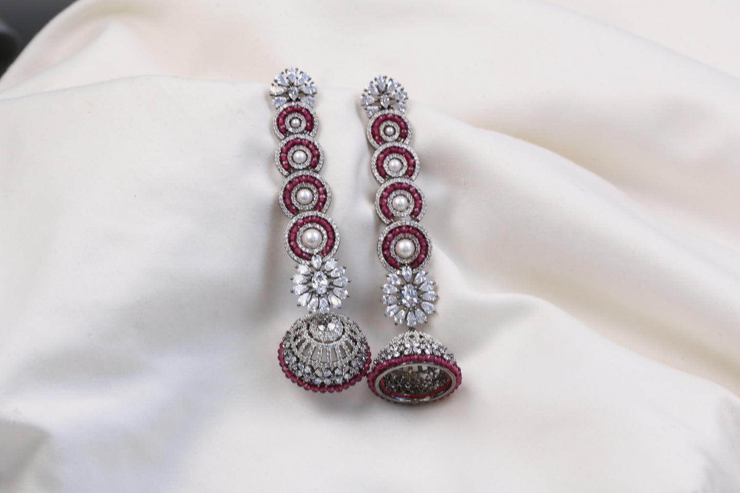 Diya Victorian CZ Jhumka - Red