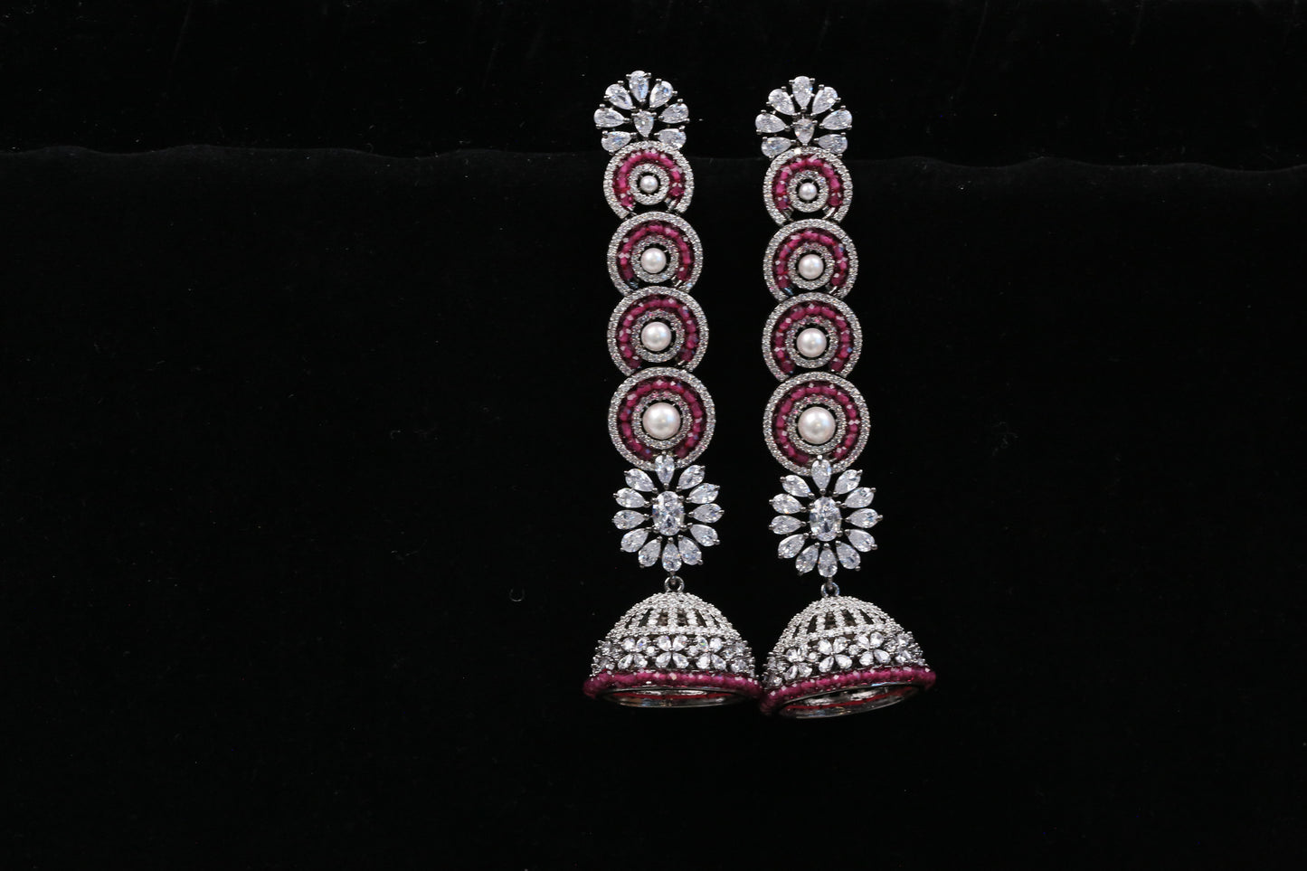 Diya Victorian CZ Jhumka - Red
