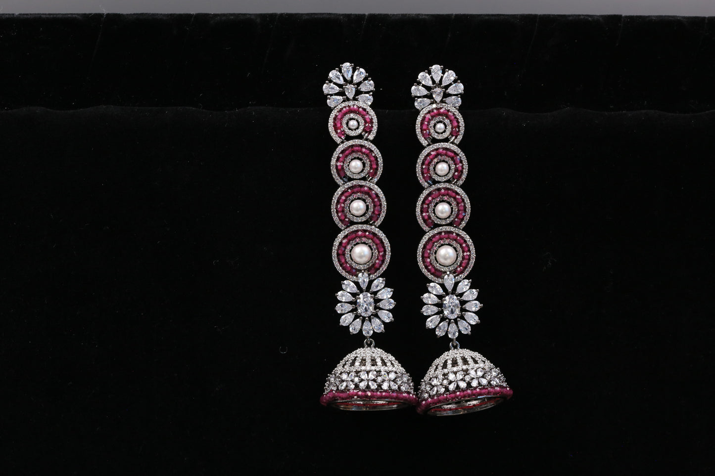 Diya Victorian CZ Jhumka - Red
