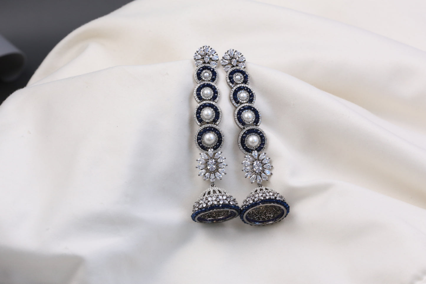Diya Victorian CZ Jhumka - Blue