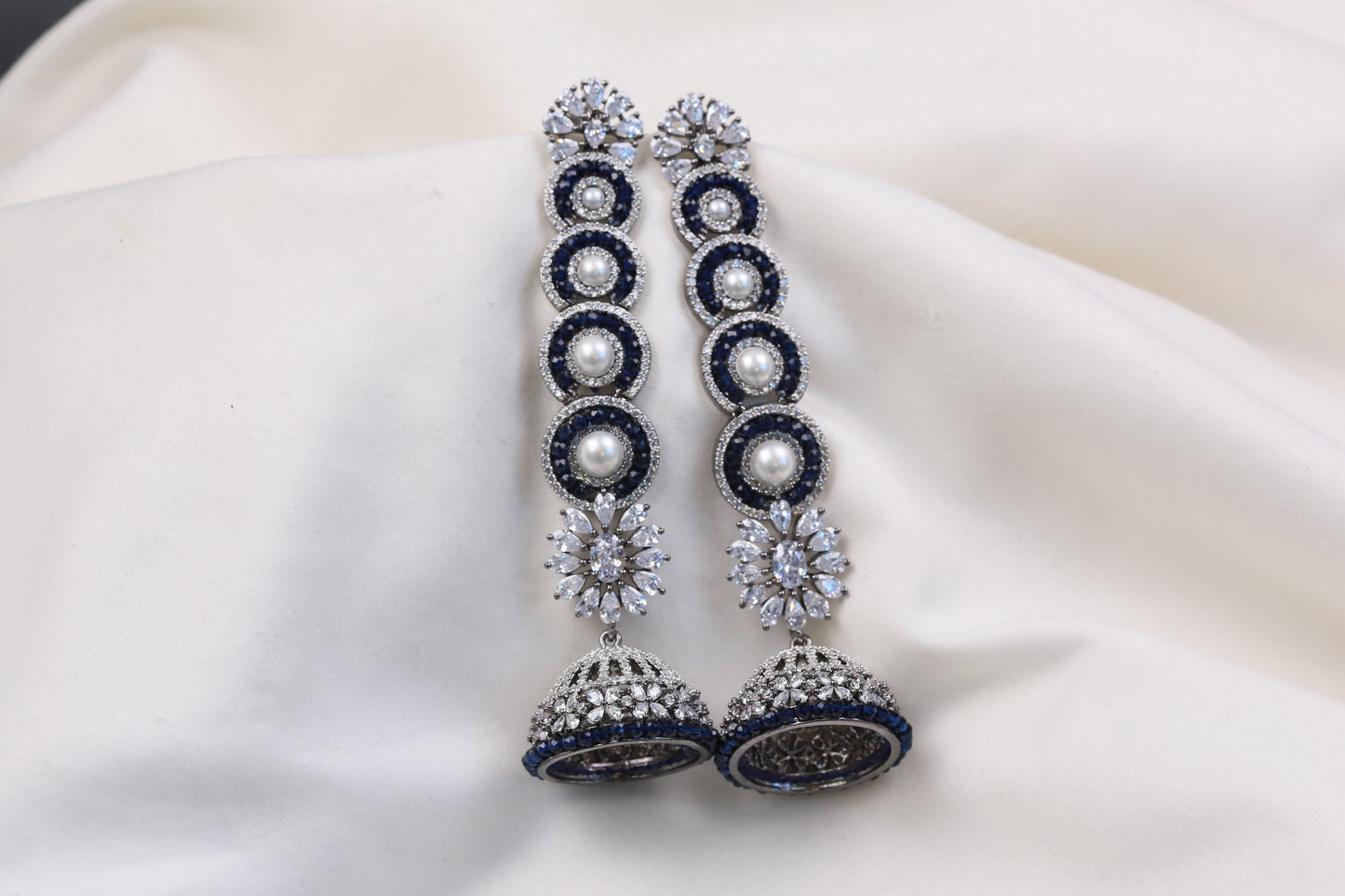 Diya Victorian CZ Jhumka - Blue