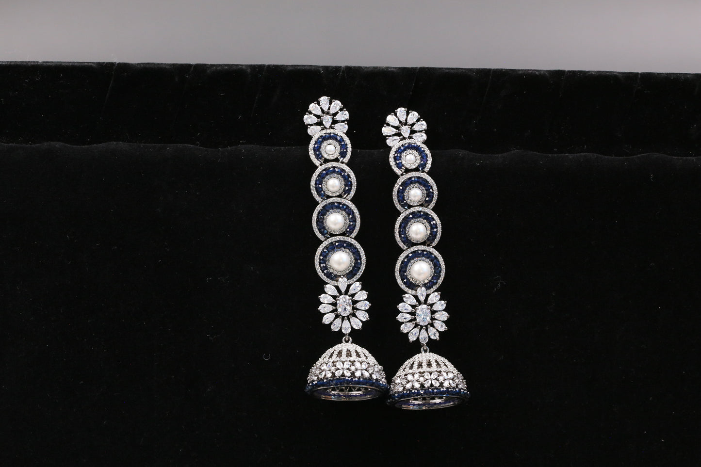Diya Victorian CZ Jhumka - Blue