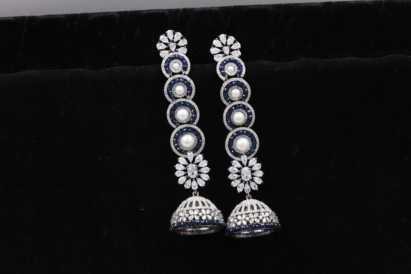 Diya Victorian CZ Jhumka - Blue