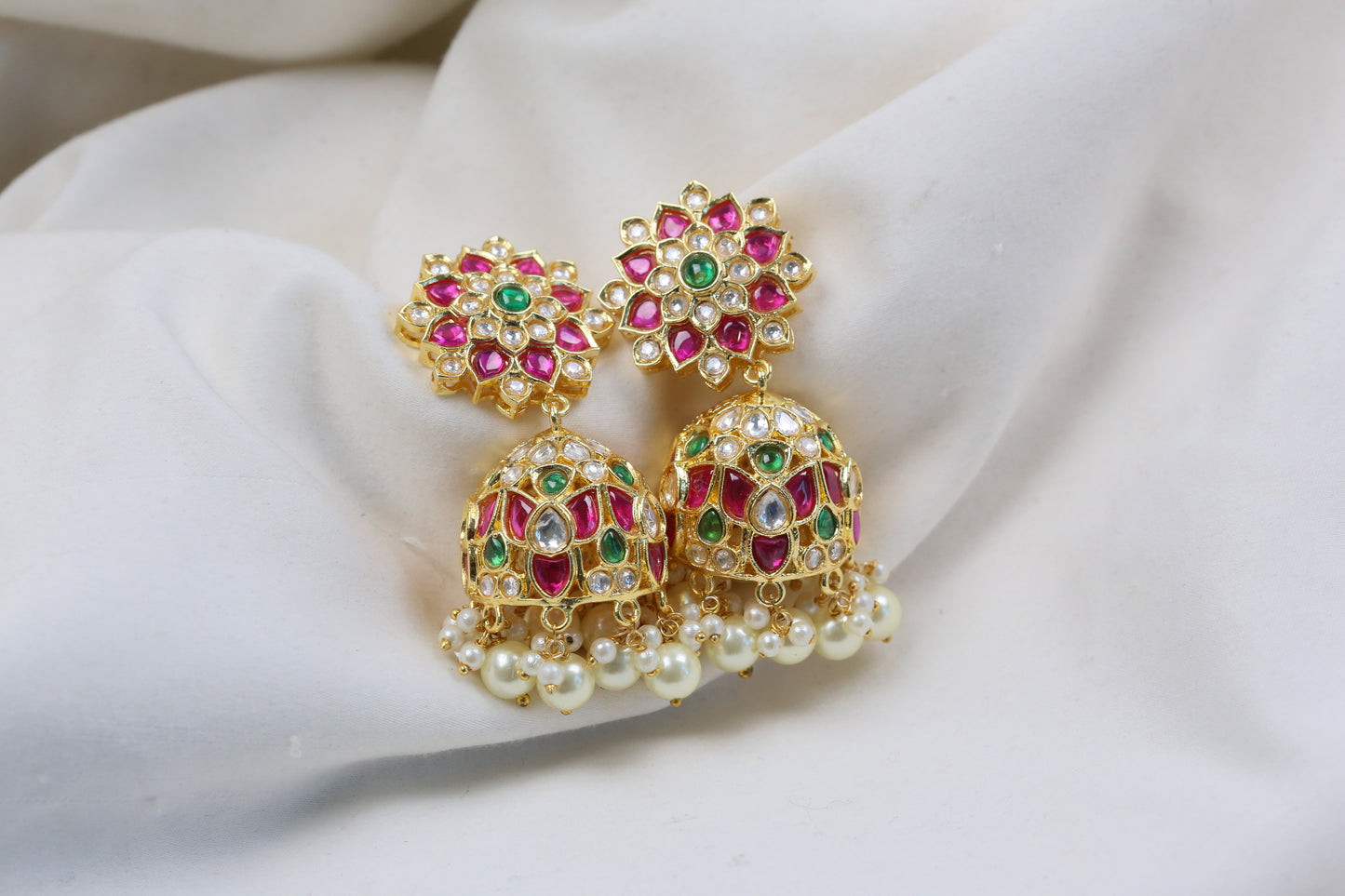 Multicolor Kundan Polki Jhumka