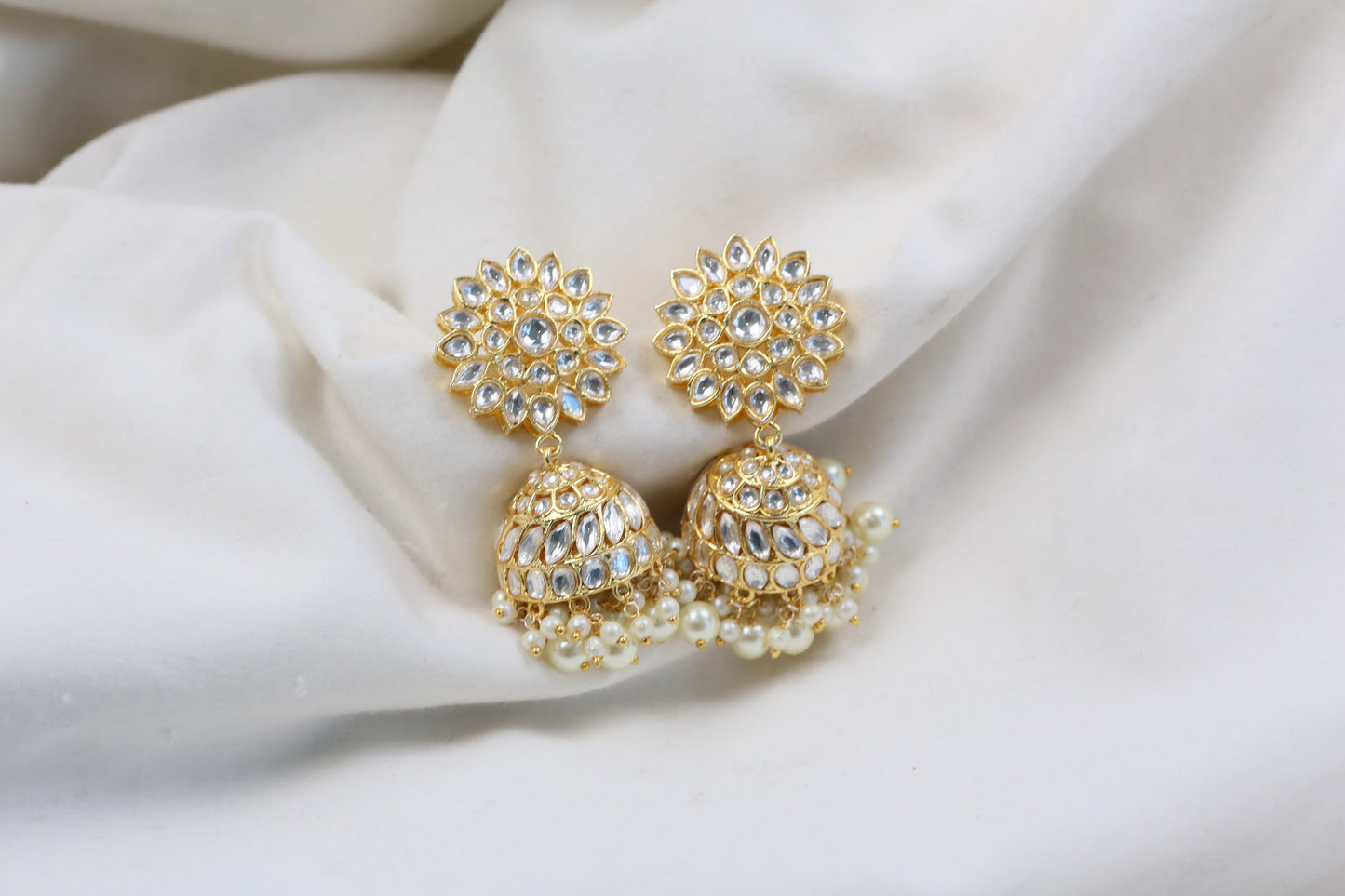Uncut Clear Kundan Jhumka