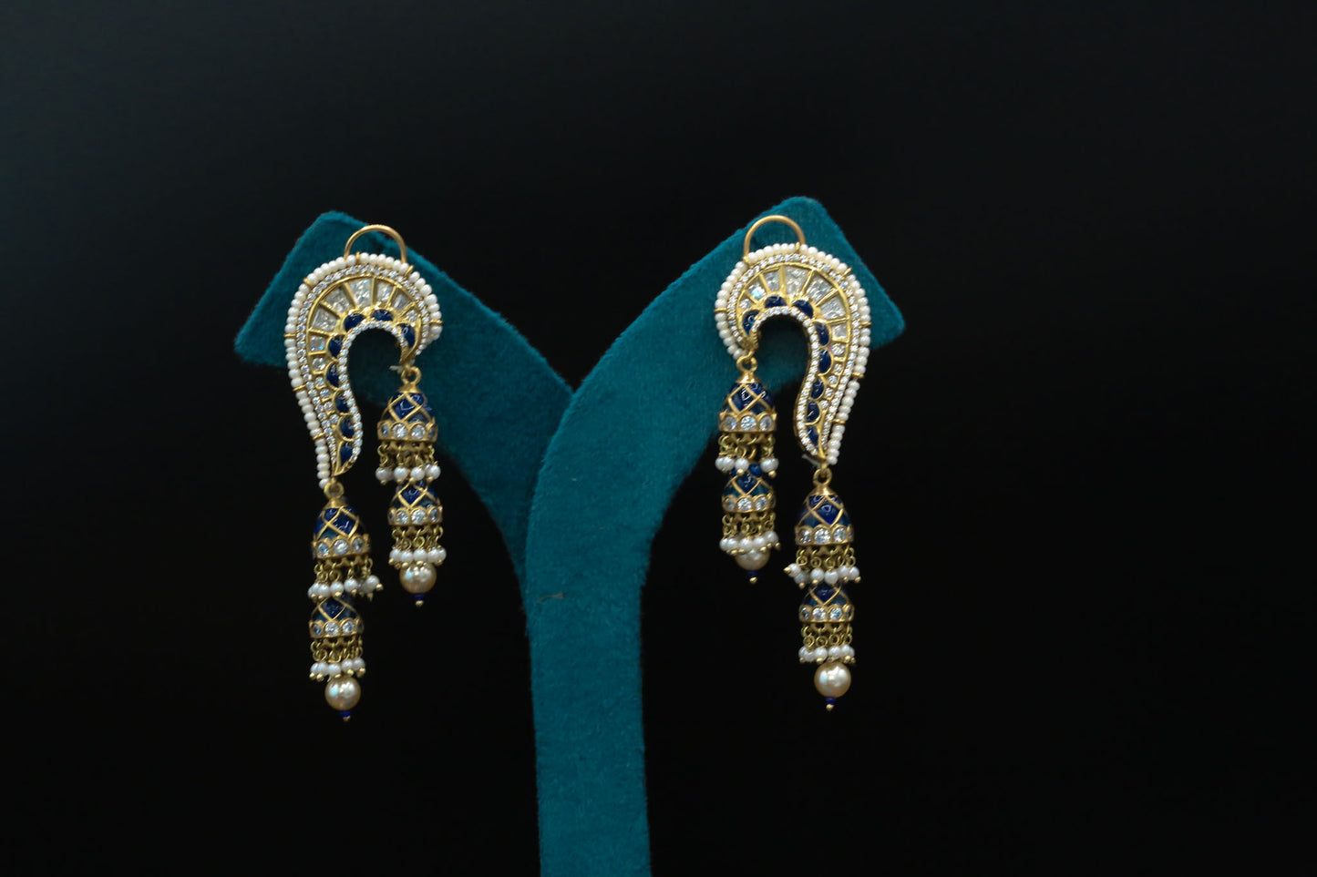 Tanvi Takkar Kundan Polki Kundan Jhumka - Blue