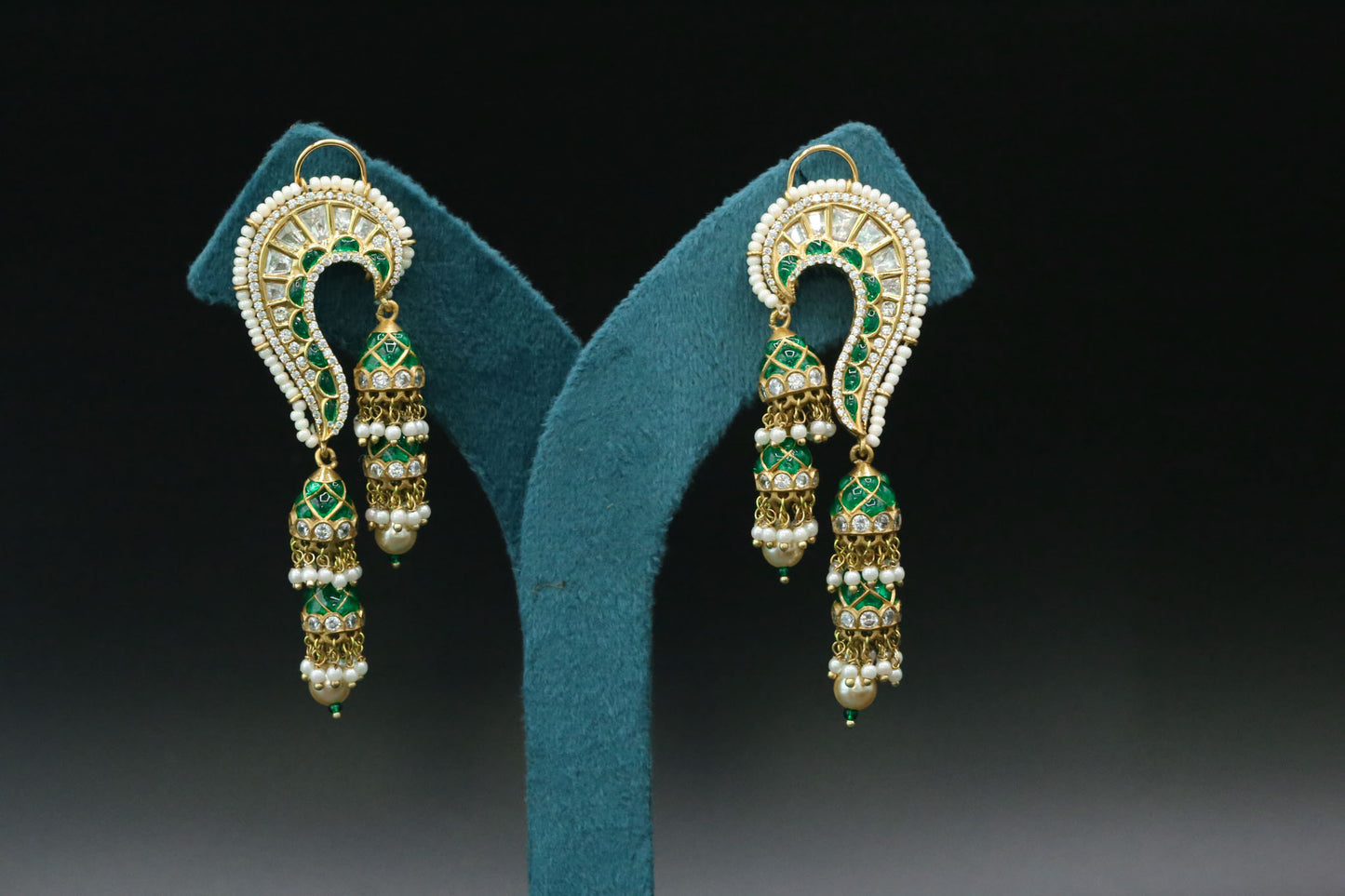 Tanvi Takkar Kundan Polki Kundan Jhumka - Green
