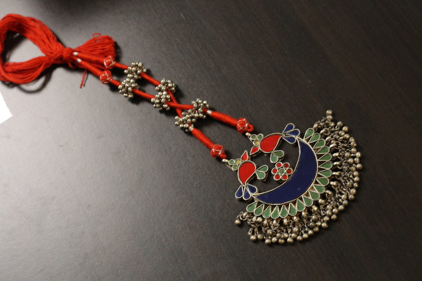 Real Glass Oxidized Necklace (T103-51) - Red Blue