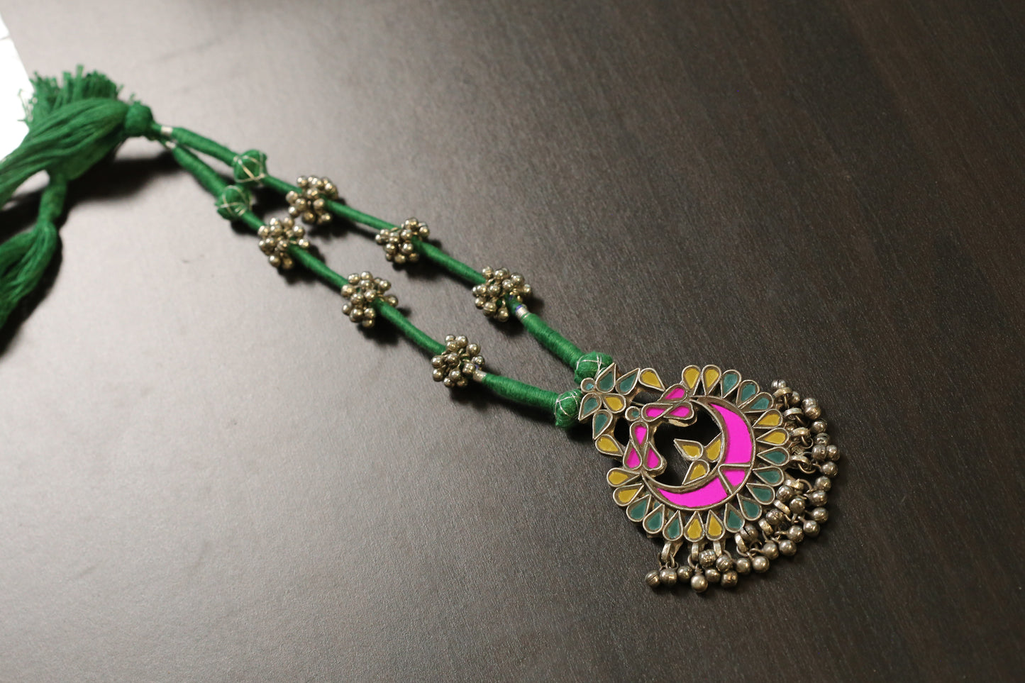 Radha Real Glass Oxidized Necklace (T103-52)