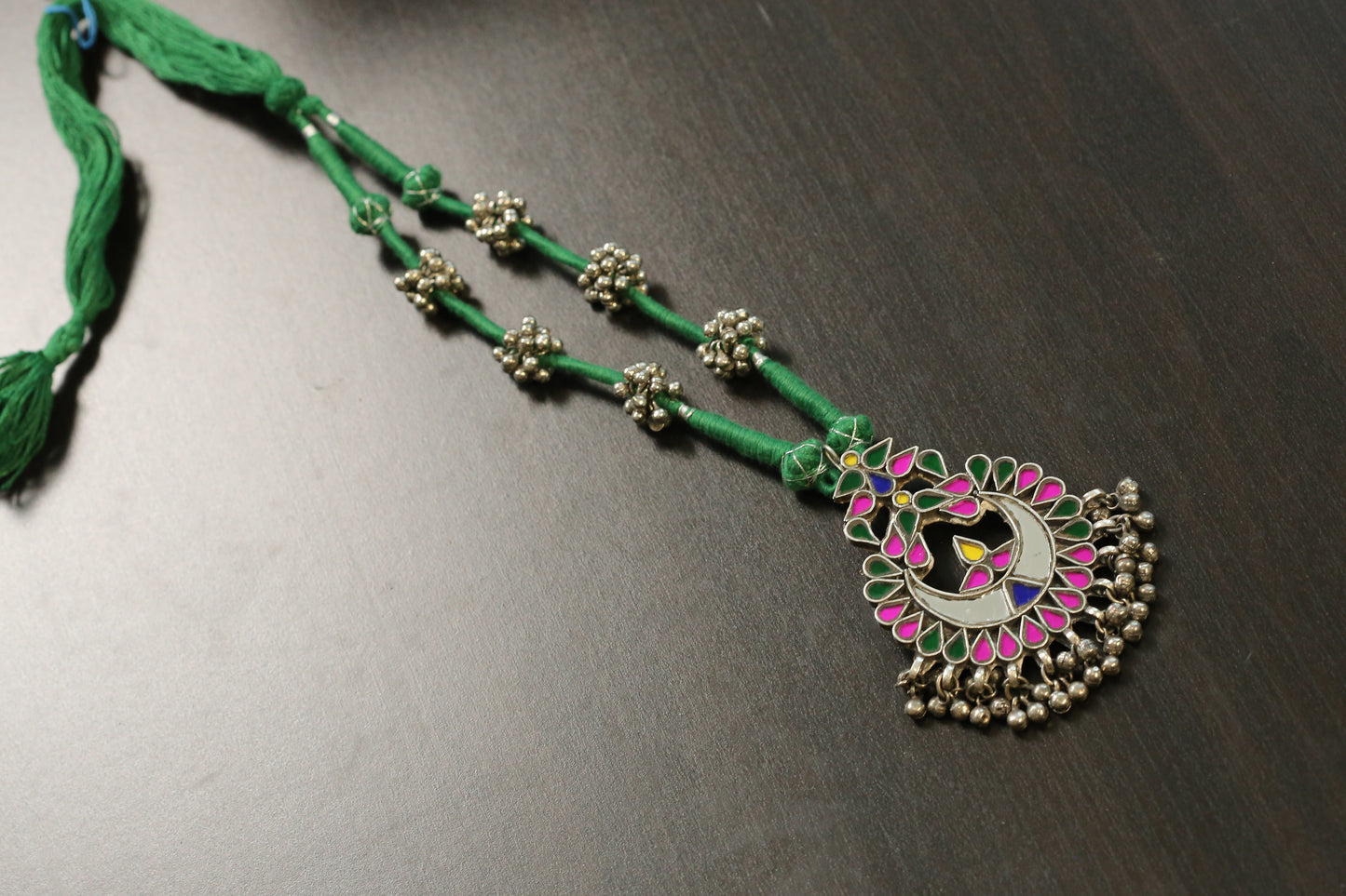 Radha Real Glass Oxidized Necklace (T103-53)