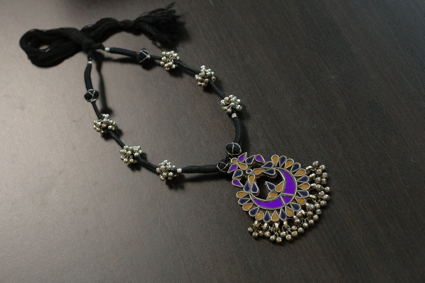 Radha Real Glass Oxidized Necklace (T103-54)