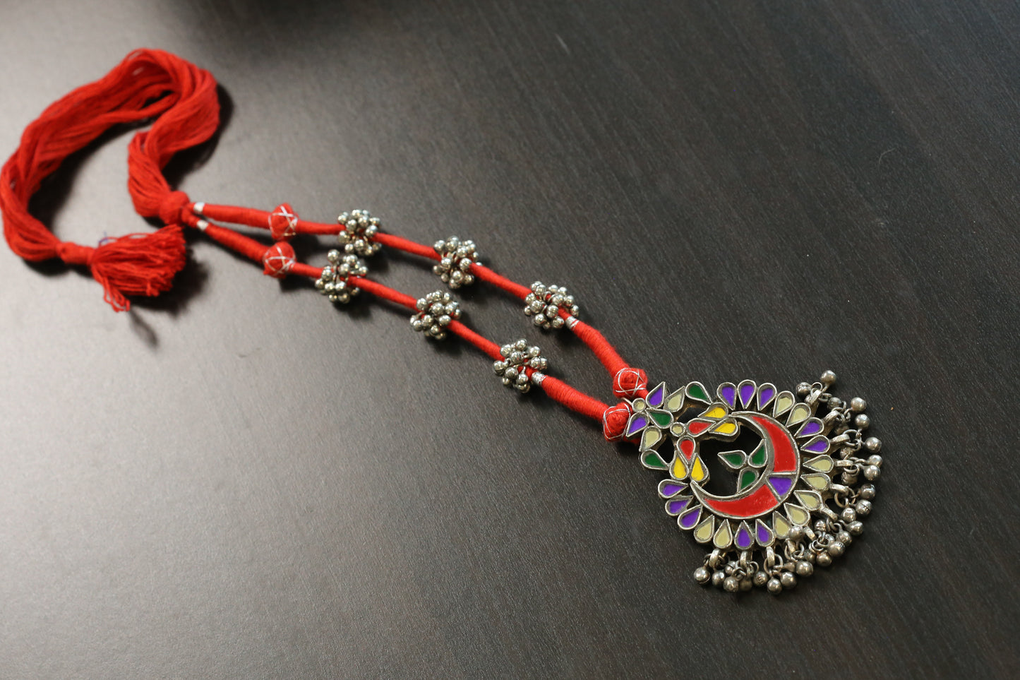 Radha Real Glass Oxidized Necklace (T103-55)