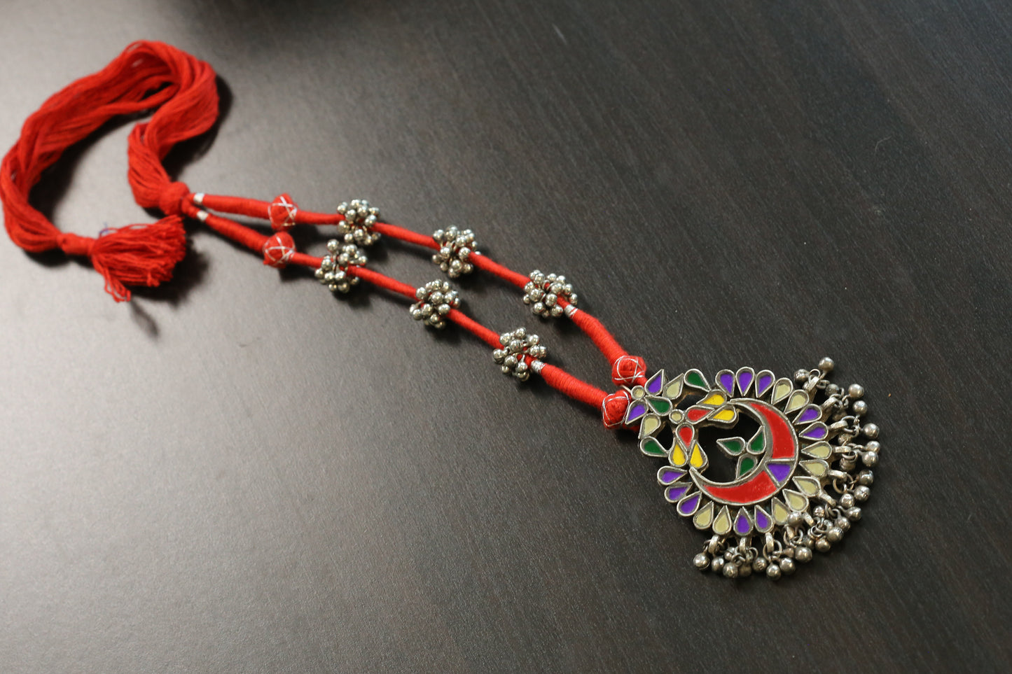 Radha Real Glass Oxidized Necklace (T103-55)