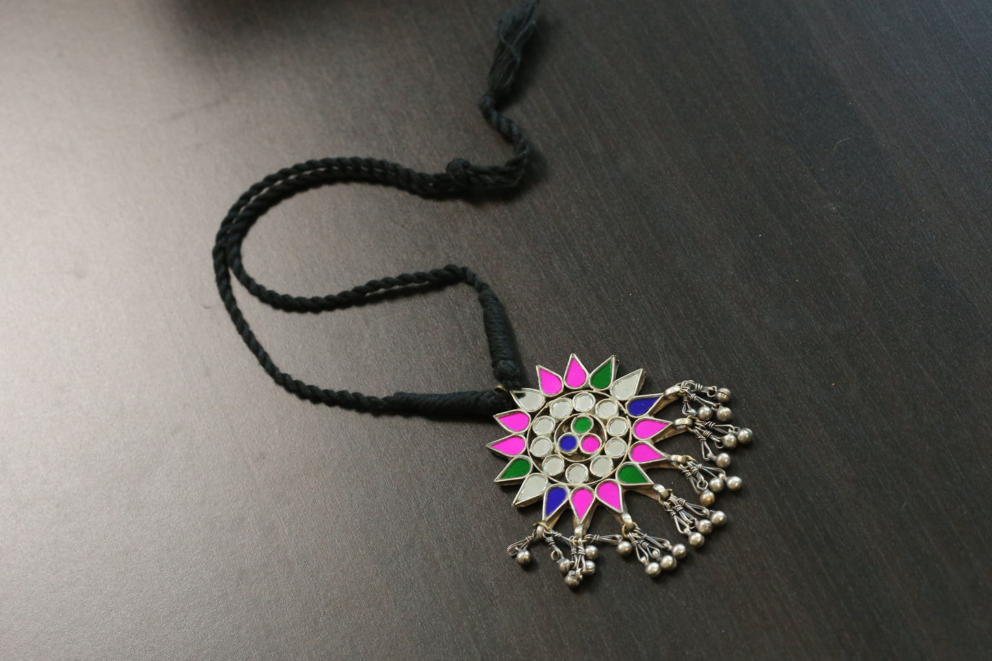 Rachna Real Glass Oxidized Necklace (T103-56)