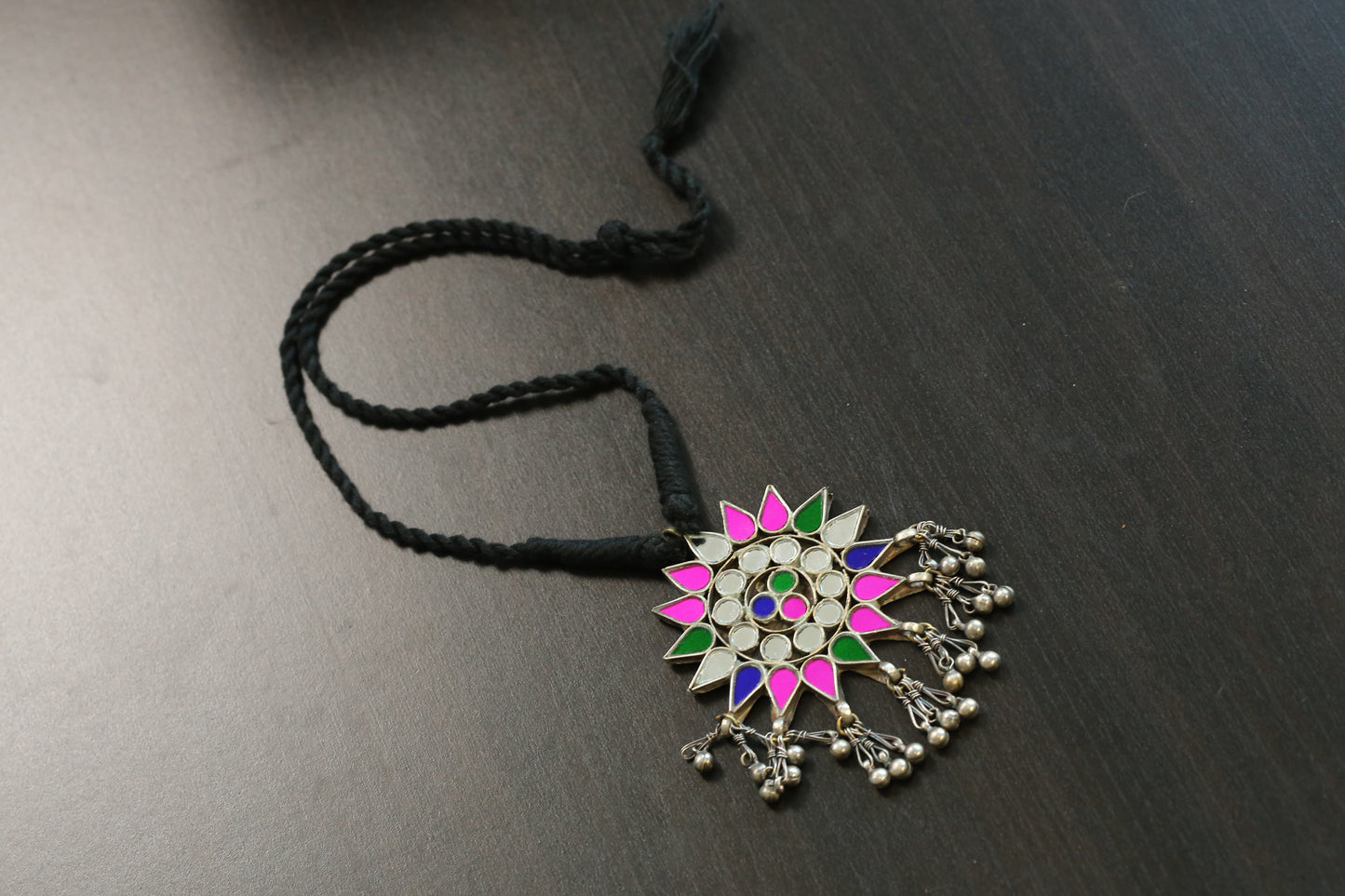 Rachna Real Glass Oxidized Necklace (T103-56)