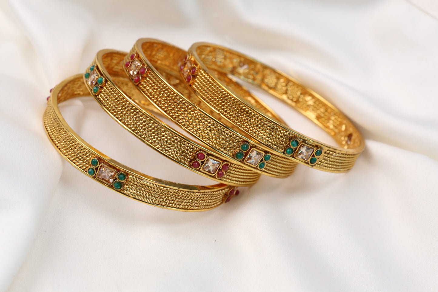 Gold Plated Kemp Bangles (2.2) - Set of 4