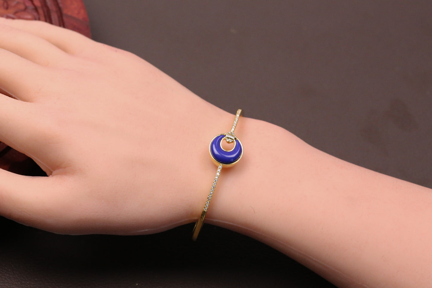 Openable Micro CZ Lapis Bracelet - Gold