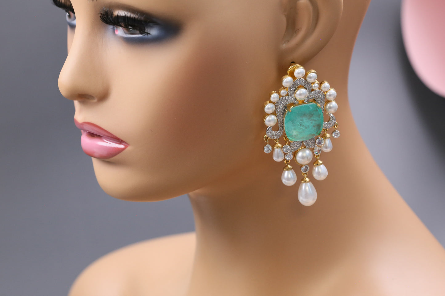Rekha Doublet Earrings - Mint