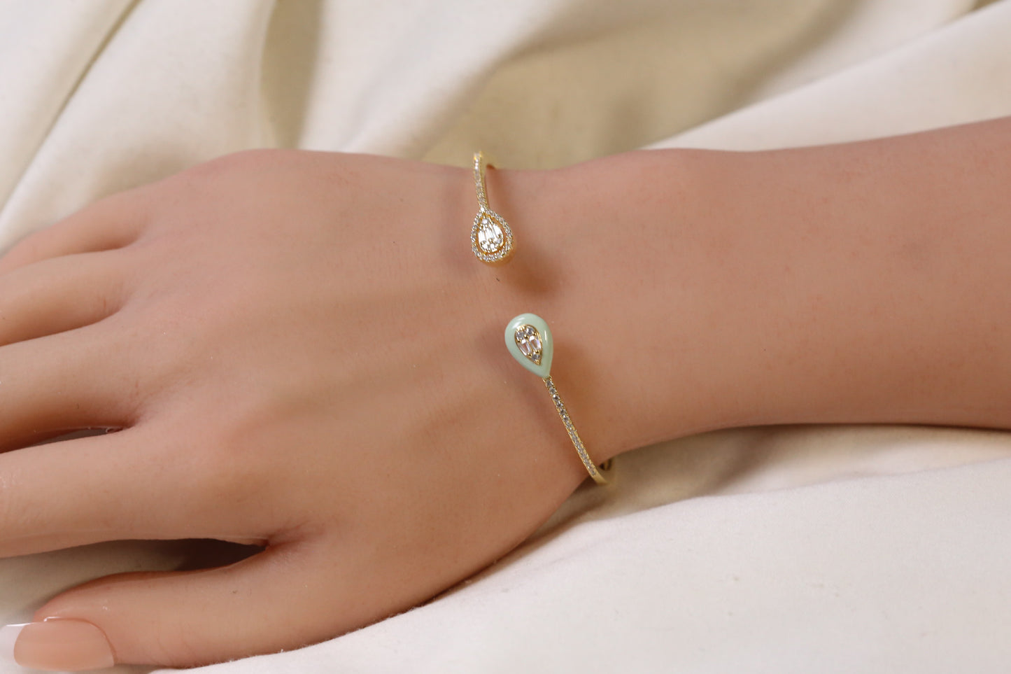 Bliss Openable Micro CZ Gold Bracelet - Mint