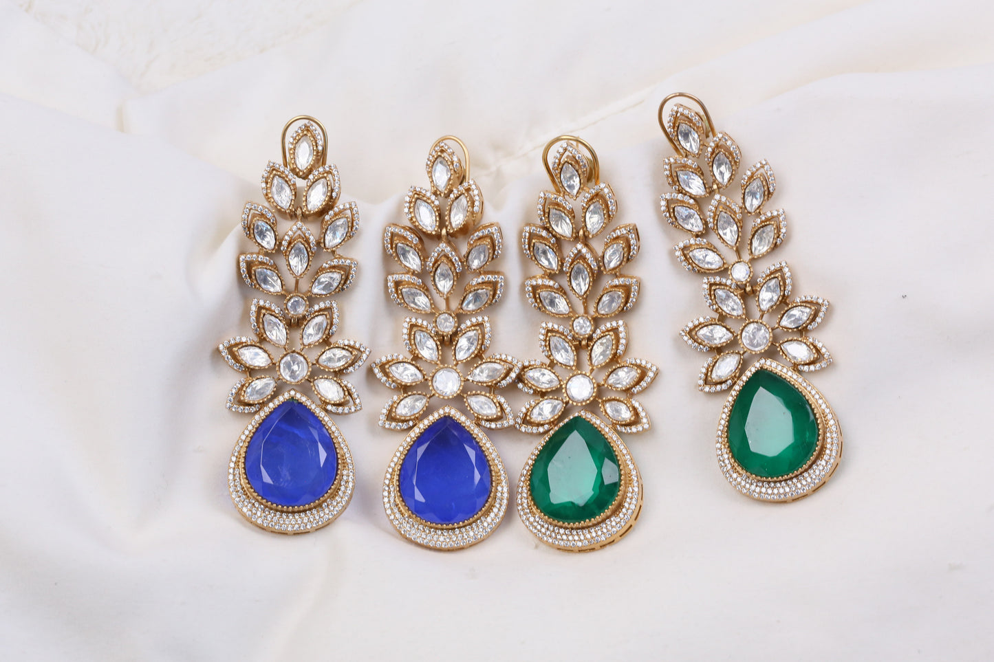 Reva Uncut Polki, Micro CZ & Doublet Earrings