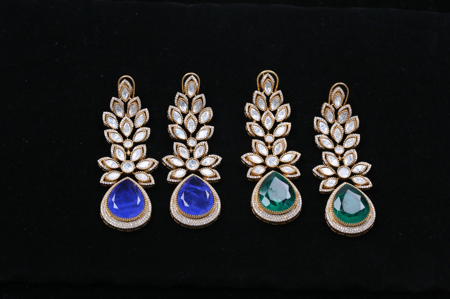 Reva Uncut Polki, Micro CZ & Doublet Earrings