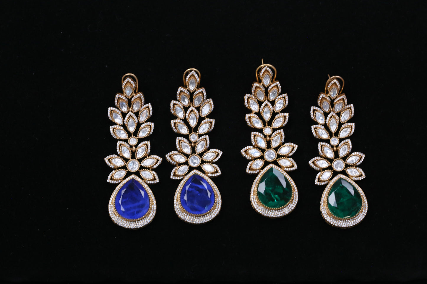 Reva Uncut Polki, Micro CZ & Doublet Earrings