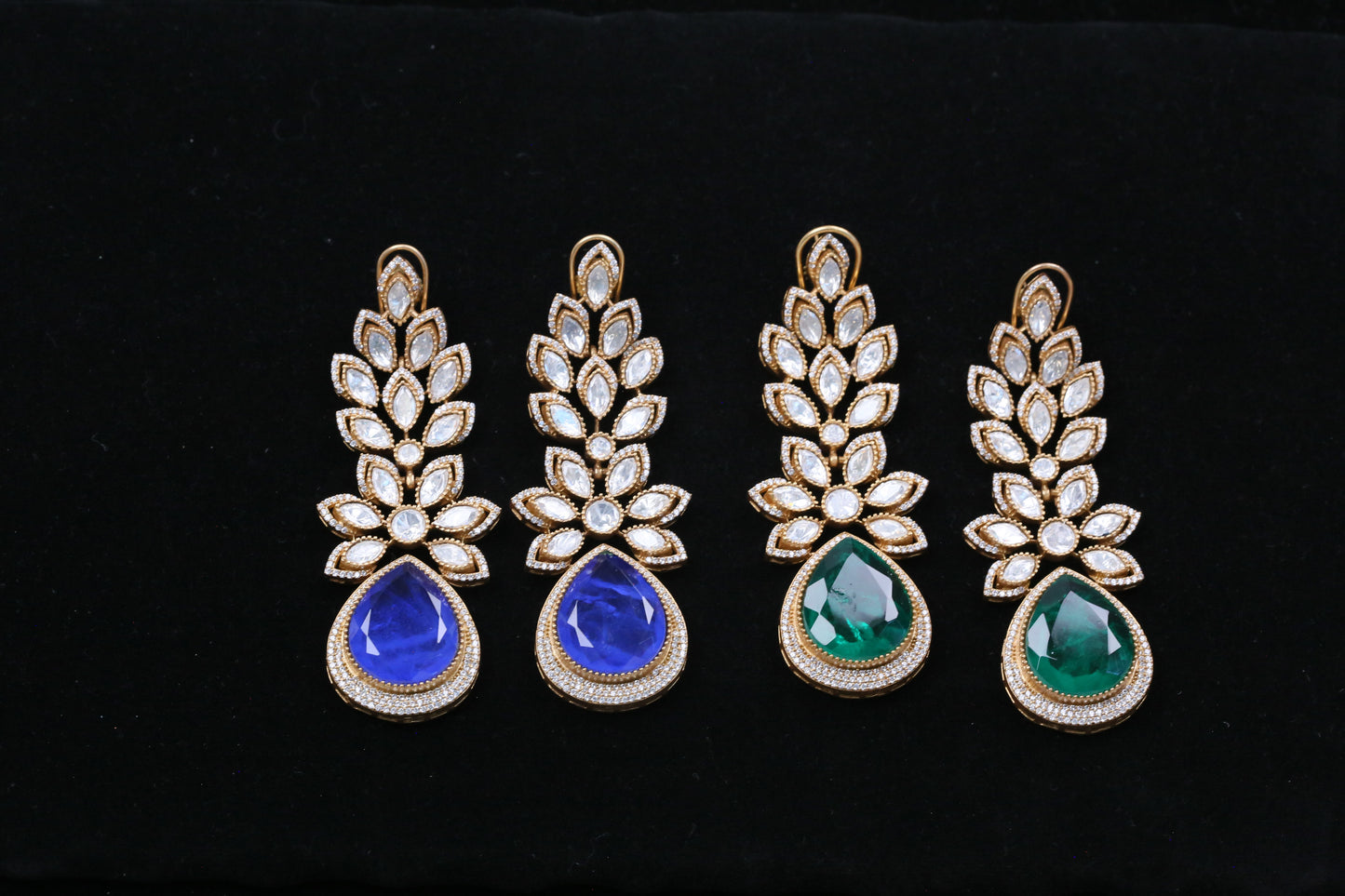Reva Uncut Polki, Micro CZ & Doublet Earrings