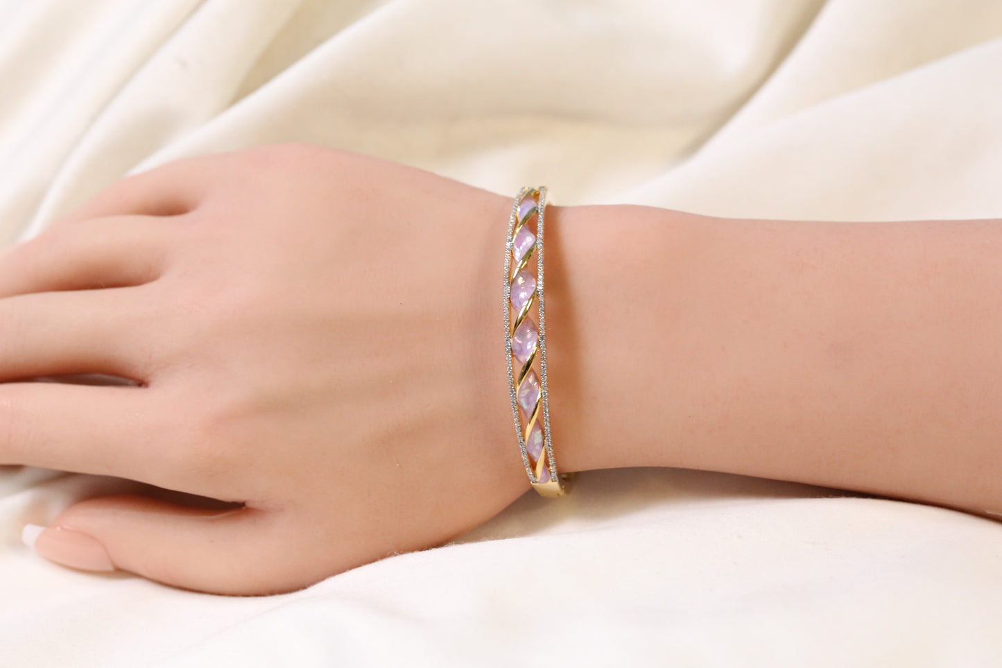 Jonna Openable Micro CZ Bracelet- Gold & Purple